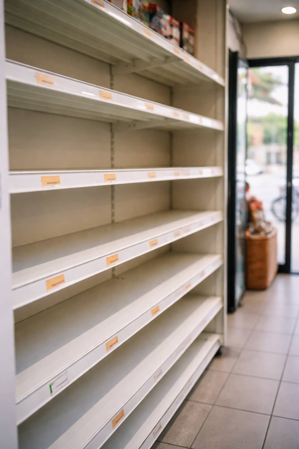 מדפי חנות ריקים