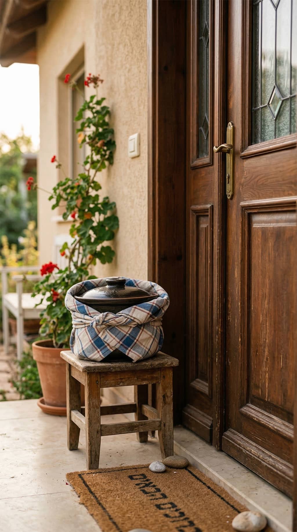 סיר ממתין על מפתן בית